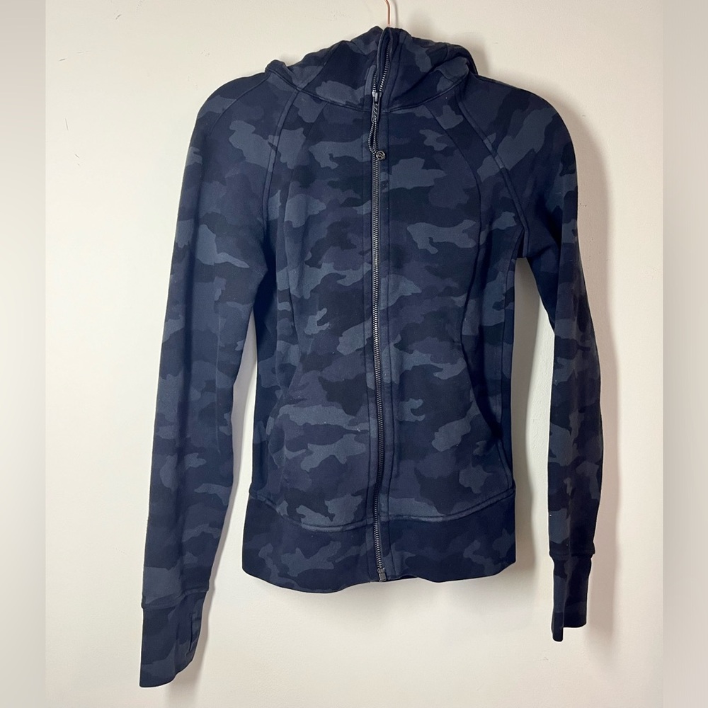 Lululemon Black Camo Scuba Full Zip with Hood